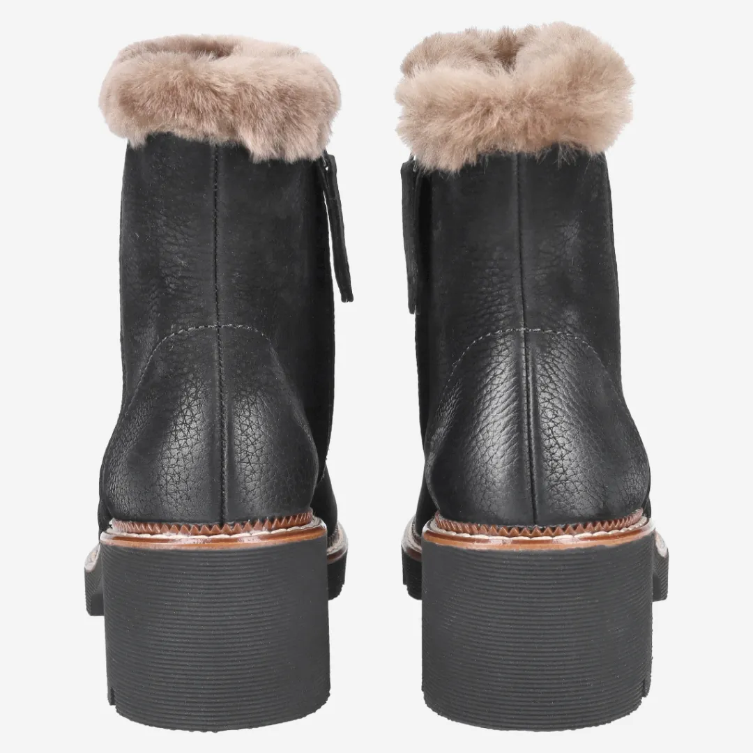 Paul Green Ankle boot with lambskin Black Discount