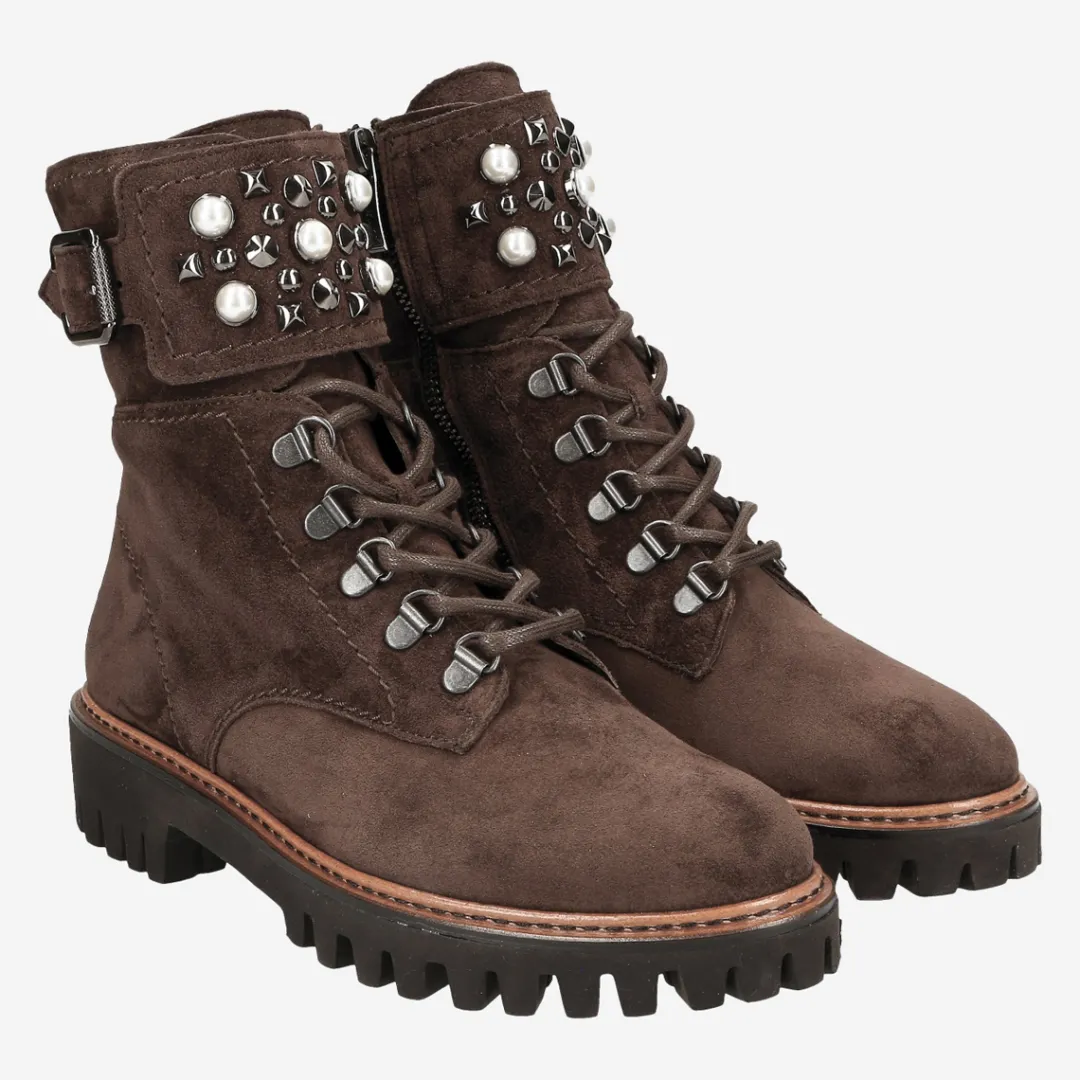 Paul Green Detail lace up ankle boot Brown