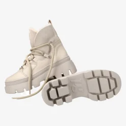 Paul Green Lace up bootie with lambskin lining Beige New