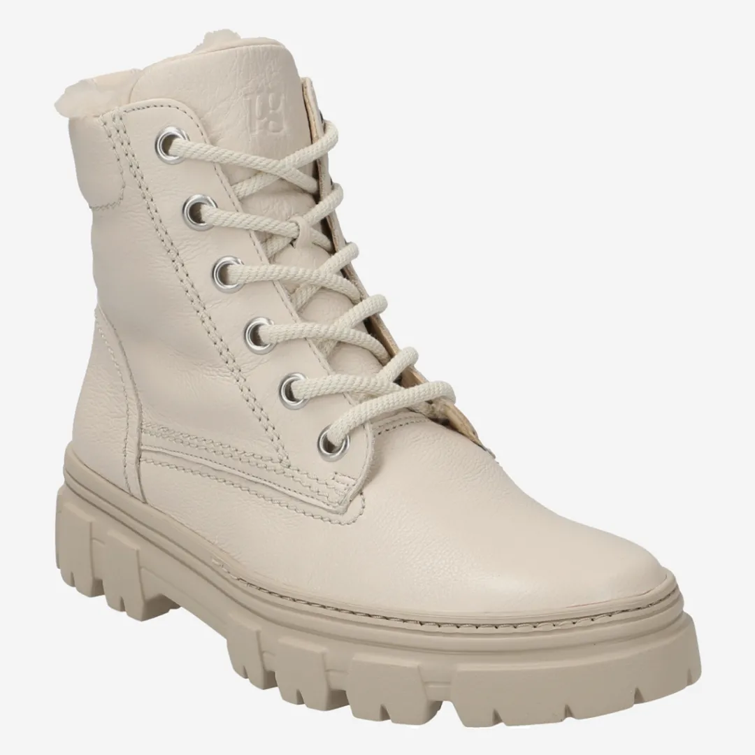 Paul Green Lace up bootie with merino warm lining Beige New