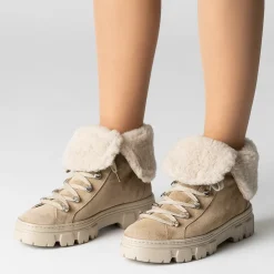 Paul Green Lace up bootie with merino warm lining Beige Hot