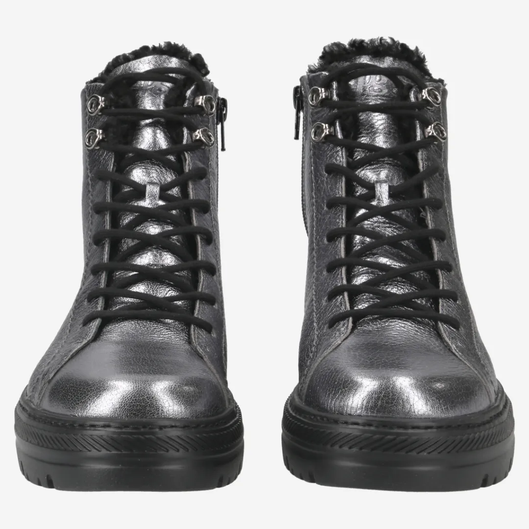 Paul Green Lace-up ankle boot with warm lining Silver Sale