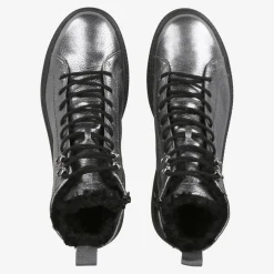 Paul Green Lace-up ankle boot with warm lining Silver Sale