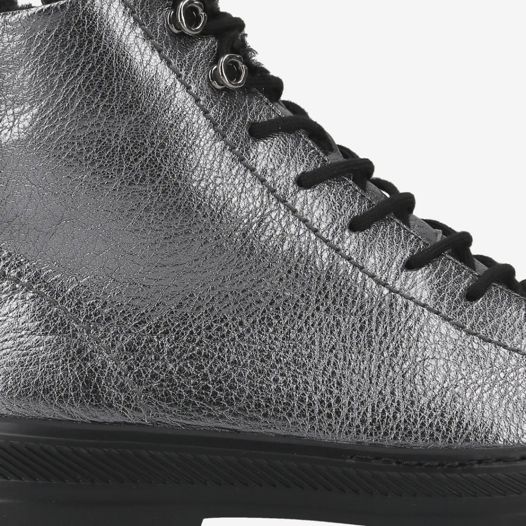 Paul Green Lace-up ankle boot with warm lining Silver Sale