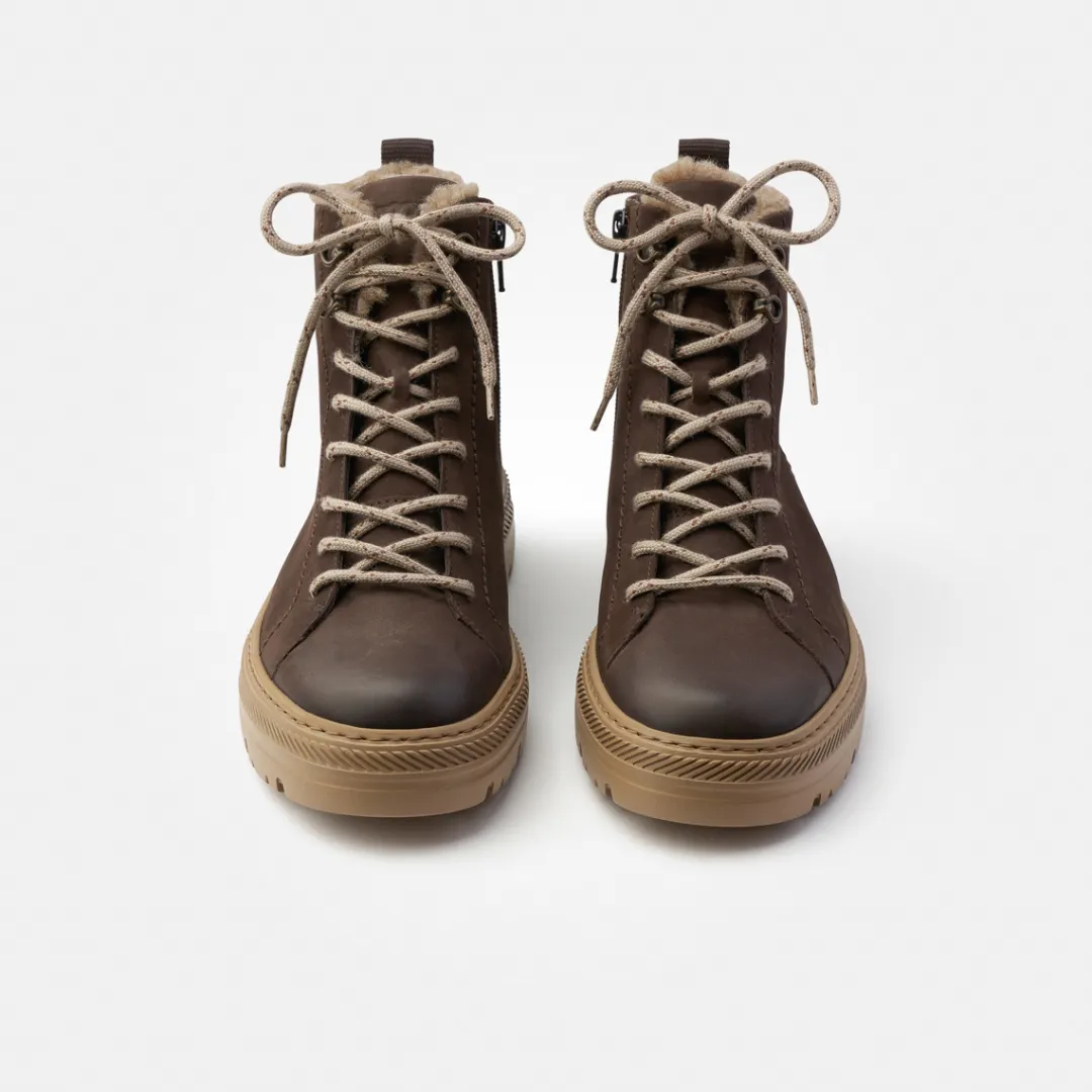 Paul Green Lace-up ankle boot with warm lining Brown New