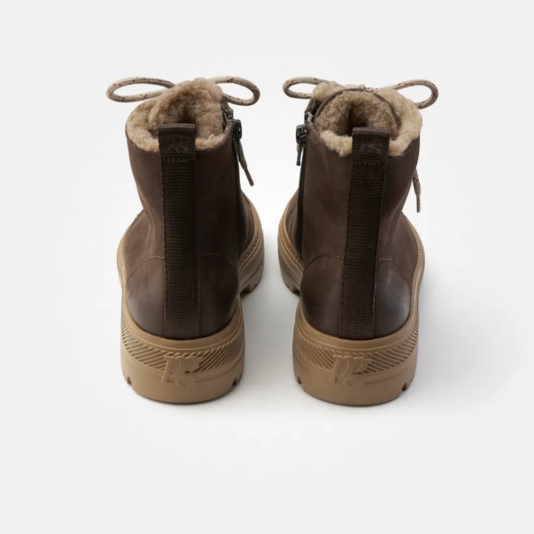 Paul Green Lace-up ankle boot with warm lining Brown New