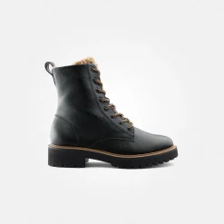 Paul Green Lace-up bootie with warm lining Black New