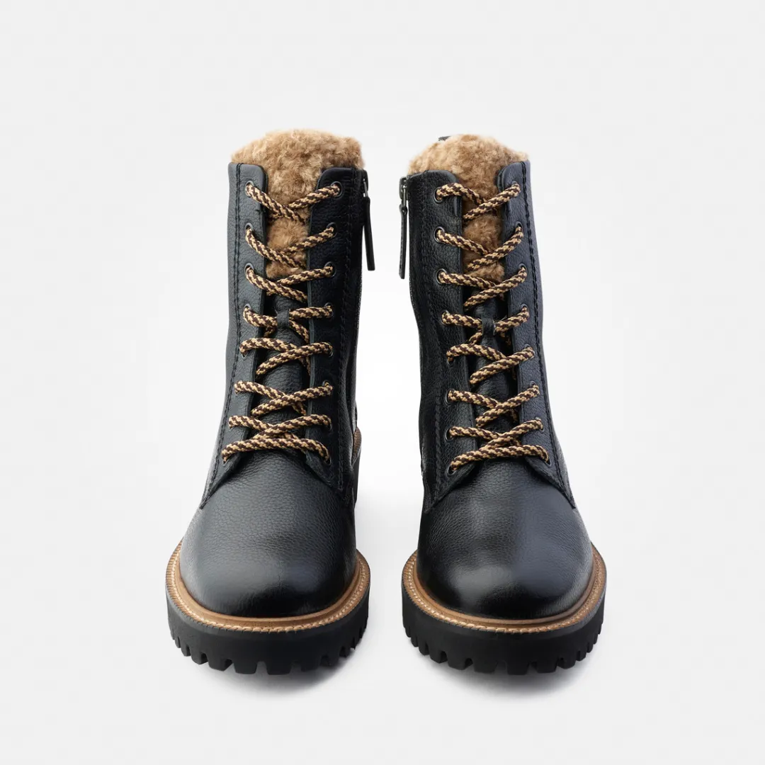 Paul Green Lace-up bootie with warm lining Black New