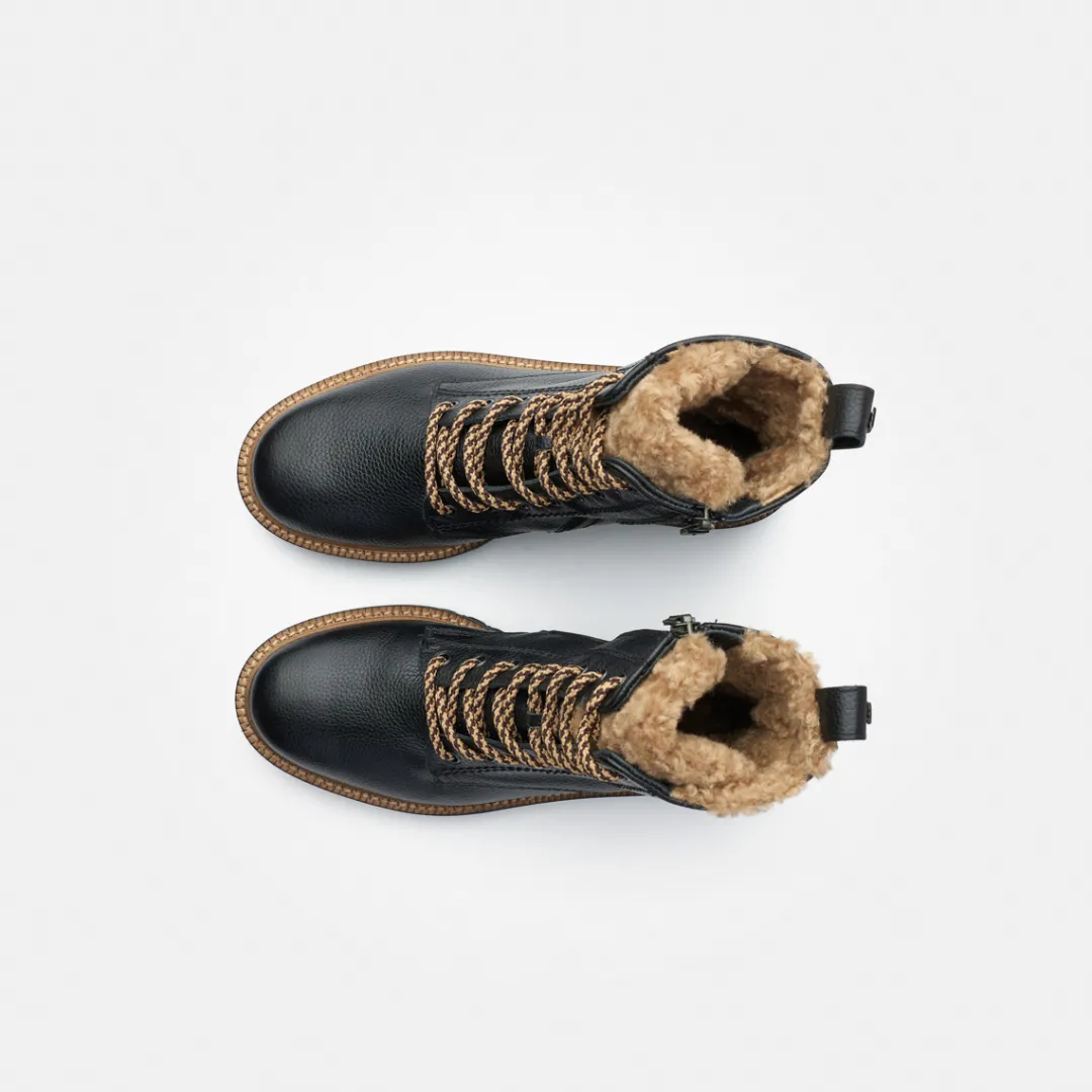 Paul Green Lace-up bootie with warm lining Black New