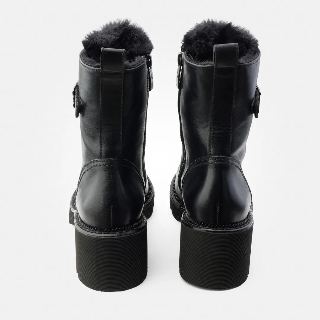 Paul Green Lace-up bootie with warm lining Black Clearance