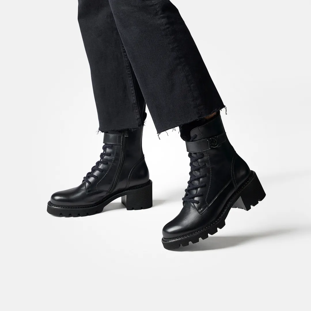 Paul Green Lace-up bootie with warm lining Black Clearance