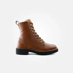 Paul Green Lace-up bootie with warm lining Brown New