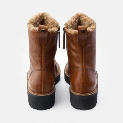 Paul Green Lace-up bootie with warm lining Brown New