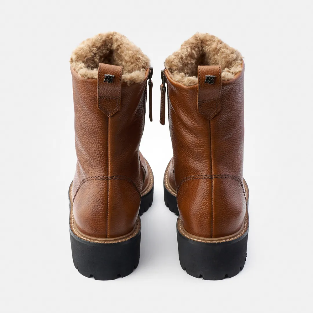 Paul Green Lace-up bootie with warm lining Brown New