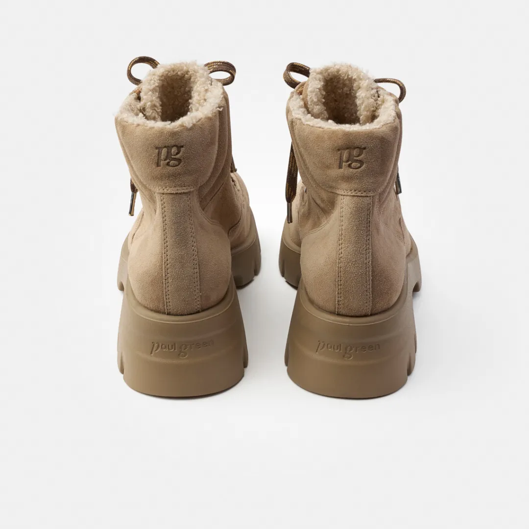 Paul Green Lace-up bootie with warm lining Beige Best