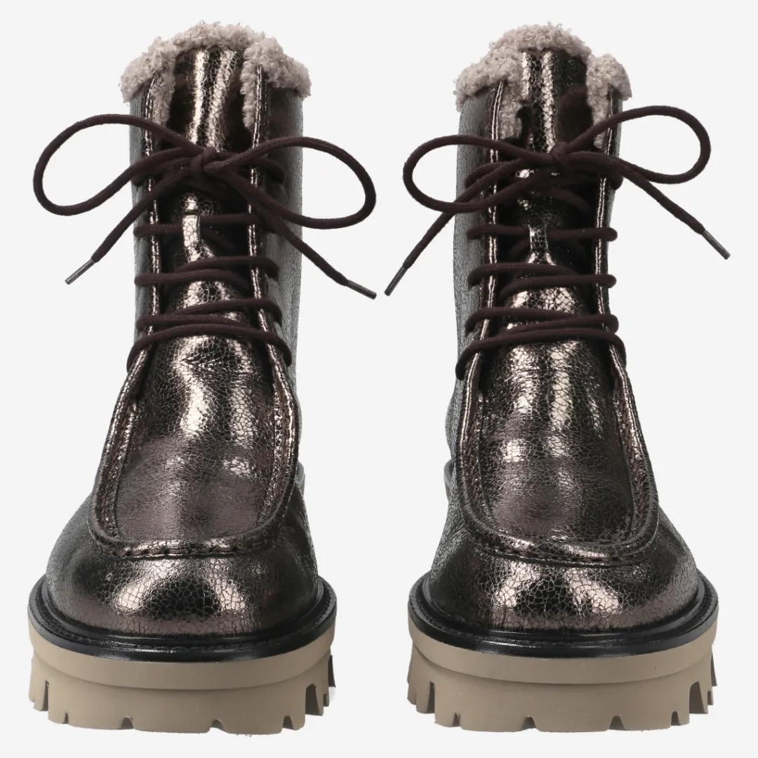 Paul Green Lace-up bootie with warm lining Brown, metallic