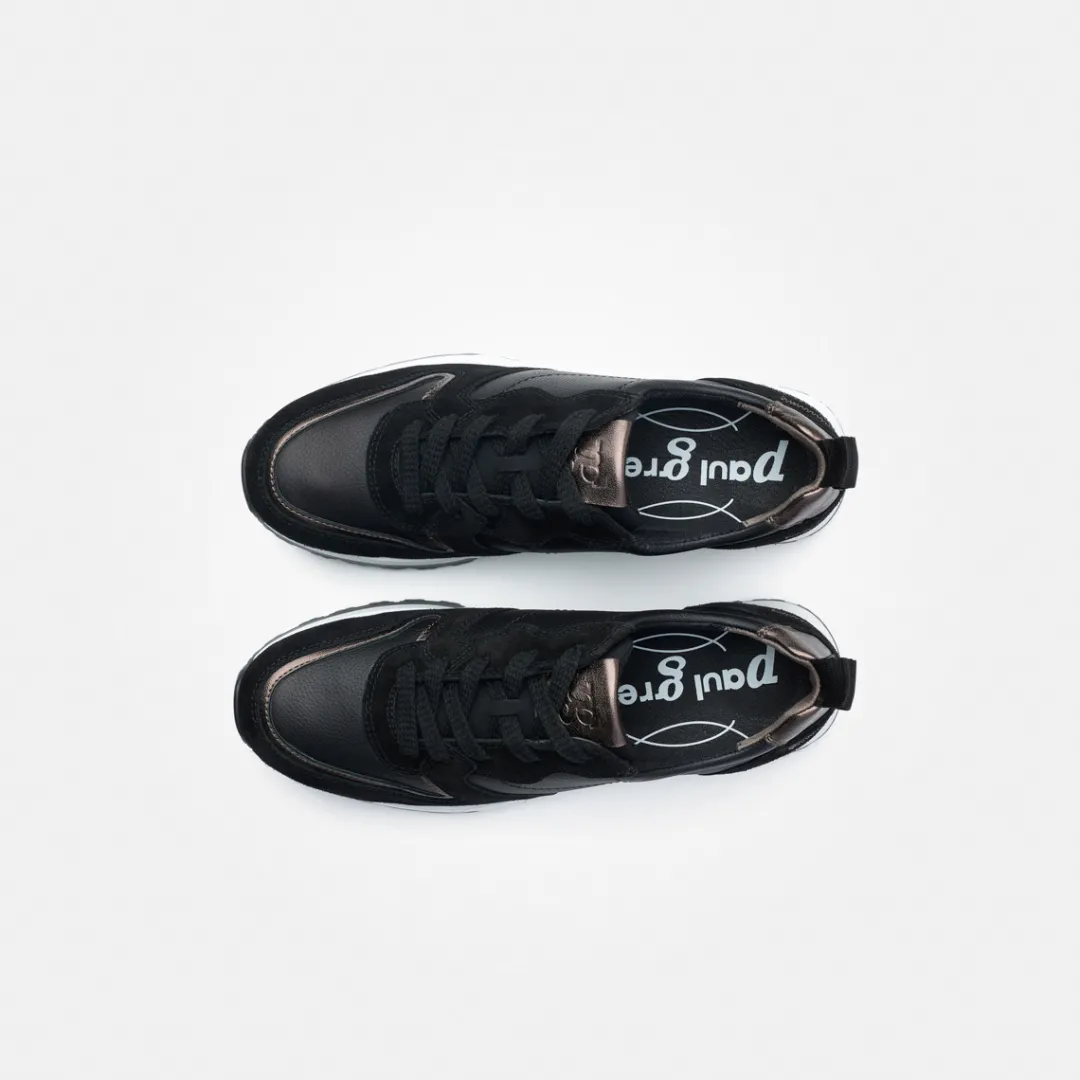 Paul Green Sneaker with removable footbed Black New